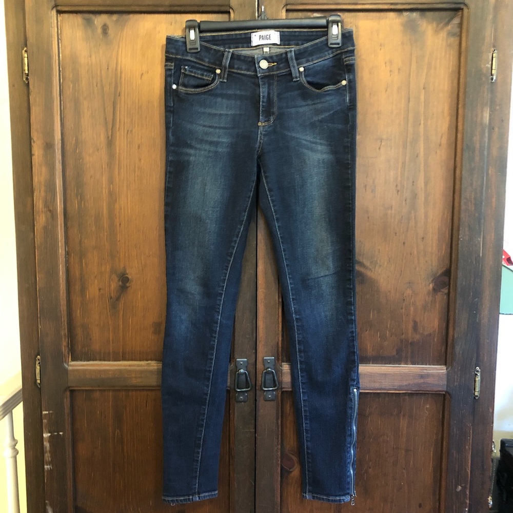 Paige Denim Ankle Zip Dark Denim Jeans